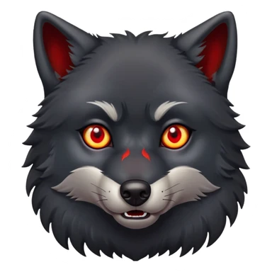 surprised shocked black wolf with red eyes sticker