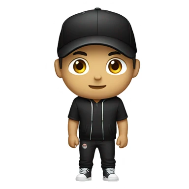 Lautner is wearing a black hoodie and has a black baseball cap with a visor back sticker