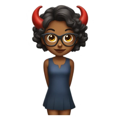 Devil young girl with glasses and horns sticker