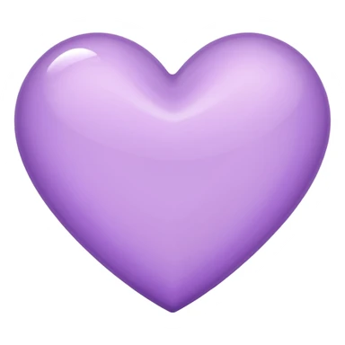A light purple heart emoji that has the same shape as a normal heart emoji and light reflecting is from the tip of the heart sticker