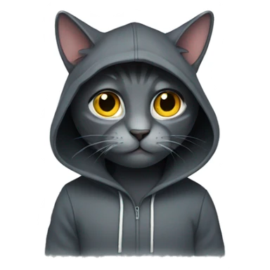 Dark grey cat wearing hoodie sticker