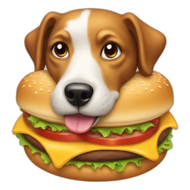 Dog eating burger sticker