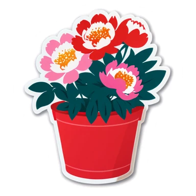 Peony bucket sticker