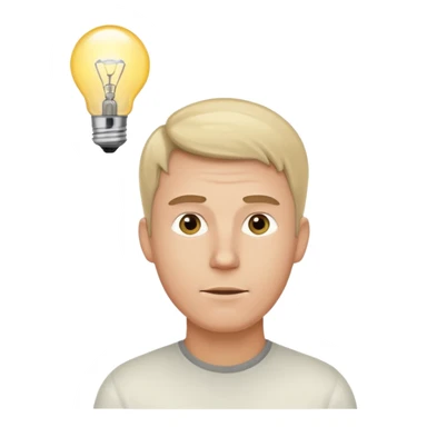 white man with light bulb over head, came up with idea sticker