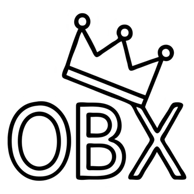 OBX letters with a tilted crown on top sticker