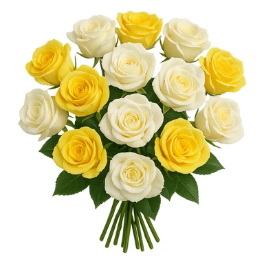 bouquet of white and yellow roses , remove background sticker