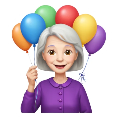balloons holder old woman sticker