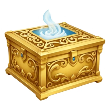Pandora's box, ornate and golden, swirling mist escaping sticker