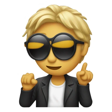 a person wearing sunglasses dabbing sticker