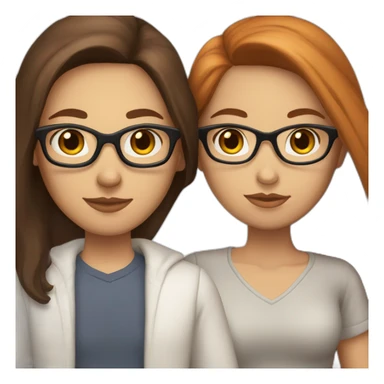 Couple white skin redhead and blue eyes and glasses with latina girl with long straight black hair brown eyes sticker