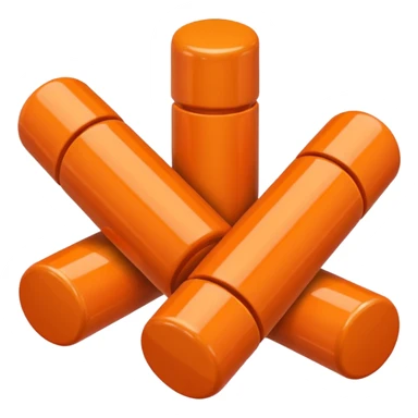 orange cylindrical pieces pill shaped on each end  sticker