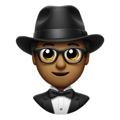 normal emoji with tuxedo black hat and glasses sticker