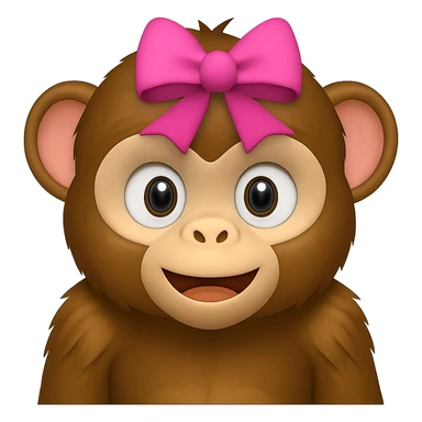 Add a cute hair bow to the monkey. Keep the background transparent. sticker