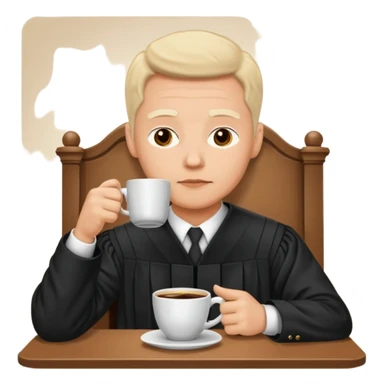 Sleepy judge sipping coffee in court sticker