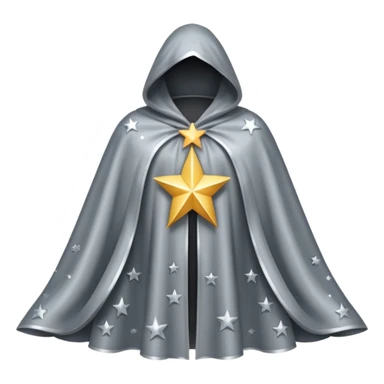 a fantasy  magic, silver color with star pattern cloak sticker