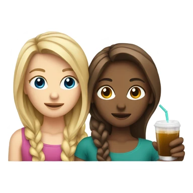 2 White Girls one with brown hair one with blond hair drinking together sticker