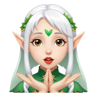 A girl with white hair and elf ears who sends kisses sticker