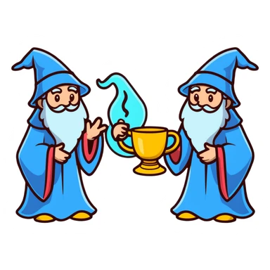 three wizards with a magical cup sticker