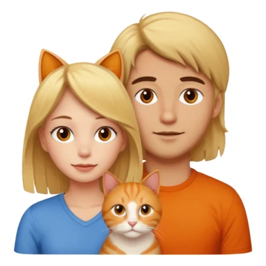 blond-hair-girl-and-brown-hair-man-and-orange-cat sticker