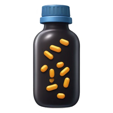 Dark glass bottle with supplements  sticker
