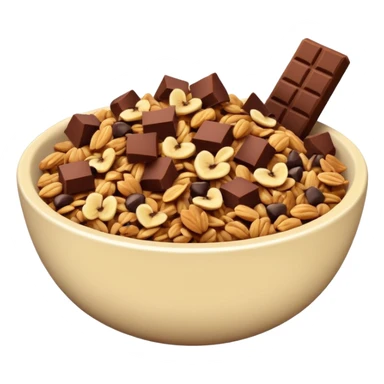 granola bowl with chocolate sticker