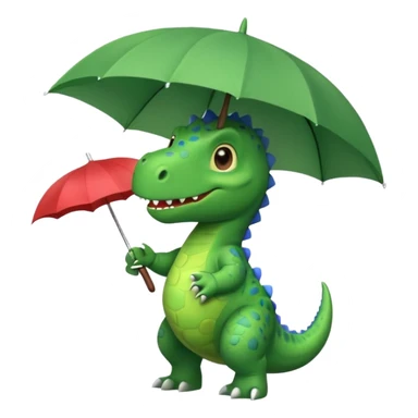 Generate a cute dinosaur with an umbrella in his hans sticker