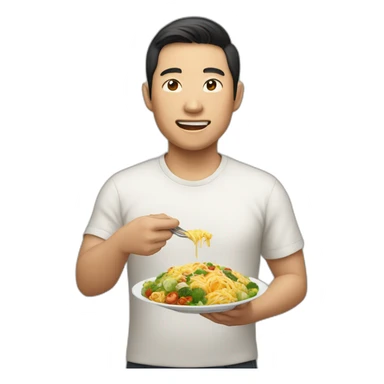 stereotypical asian man who loves food sticker