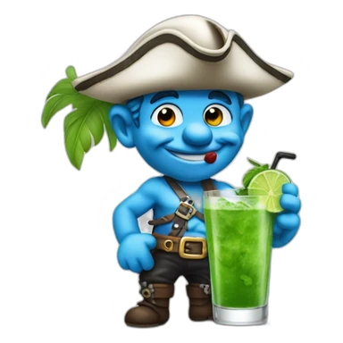 smurf pirate drinking mojito sticker