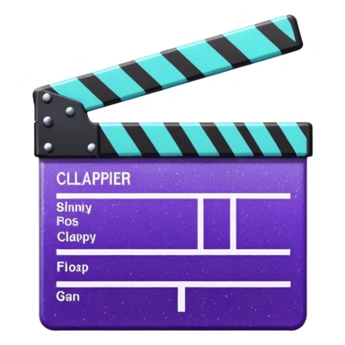 Glitter purple and cian clapperboard sticker