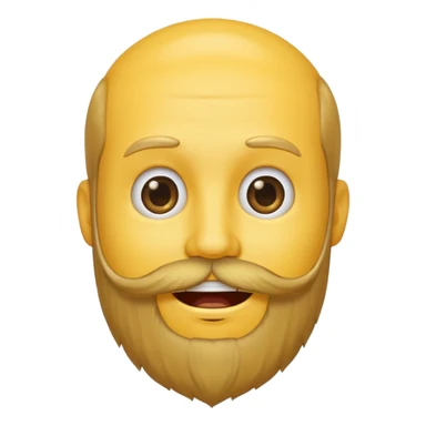 A yellow smiley emoji with a beard growing out of the top of his head, where his head hair should be. There is no beard on his face sticker