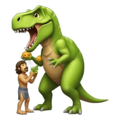 Dinosaur eating a caveman sticker