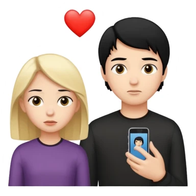 girl with black hair ignore boy with blond hair sticker