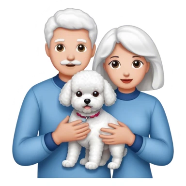 man and woman holding a bichon sticker
