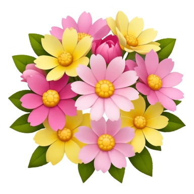 Summer flowers in a bouquet, light, pink, yellow, and dark pink sticker