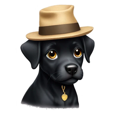Black puppy wearing a hat sticker