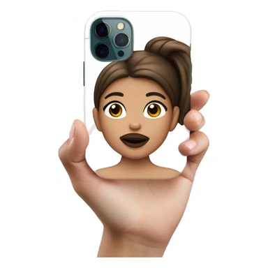 girl with brown hair and big lips iphone 12 pro on her hand sticker