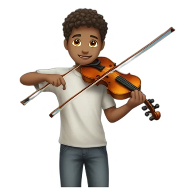 boy-standing-in-a-colored-sea-while-holding-violin sticker