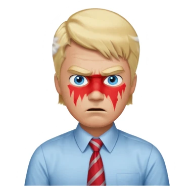 A guy with blonde hair and blue eyes that looks masculine. make him wear a shirt with a tie. he is danish. He is very angry with a red face and steam above his head sticker