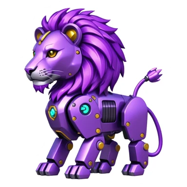 glitter mech lion purple cyberpunk sticker