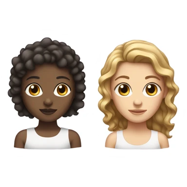 A light brownish blackish girl with curly nad with a brownish white girl with straight hair beside her sticker