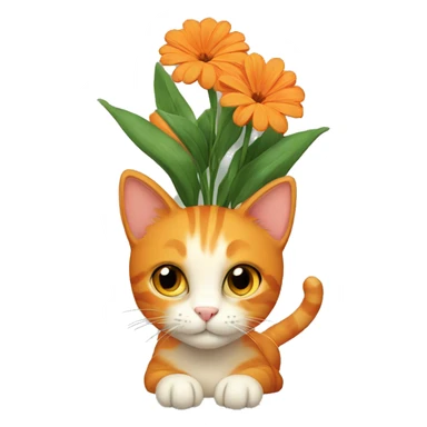 orange cat with bouquet sticker