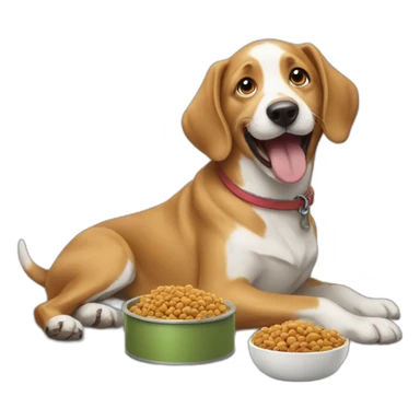 happy dog eating dog food sticker