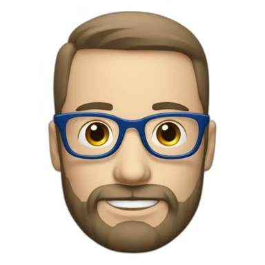 Hombre mayor con barba blanca y lentes azules, pelo blanco sticker