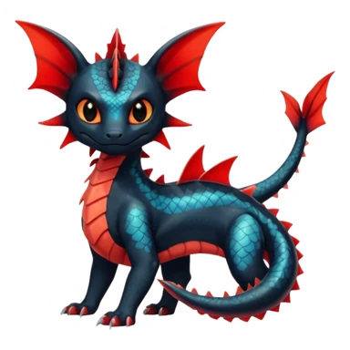 Shiny Red And Black Colorful Litten-Salandit-Vaporeon-Toothless-Fakémon-hybrid-creature (full body)  sticker