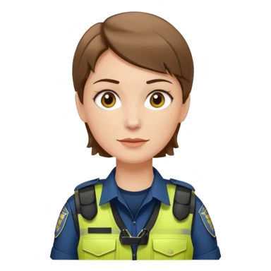 white woman cop with a khaki tactical vest, minimal details, friendly expression sticker
