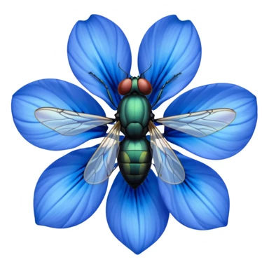 
fly on blue flower sticker