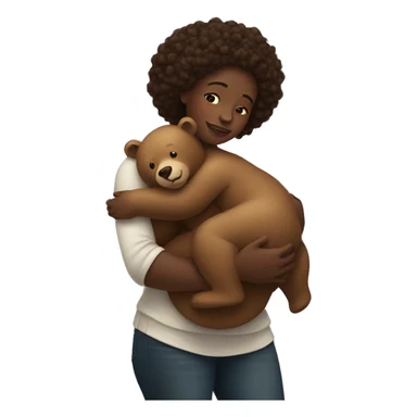 Black woman hugging a bear sticker