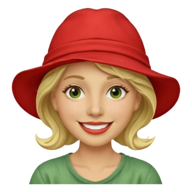 messy green clay mask and red tourist hat blond woman sticker