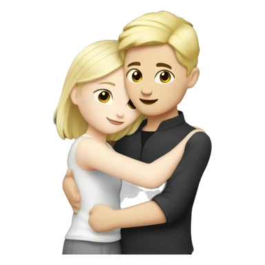 Blonde white girl hugs Chinese boy who has pale skin and black hair sticker