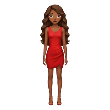 Quiero una senorita alta delgada , sintura pequena , pelo largo y ondulado , y con un vestido rojo pegado y corto y que sea piel morena  sticker